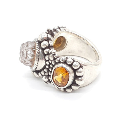 Stephen Dweck Sterling Silver Flower Citrine Ring 925 Size US 5 Used Japan