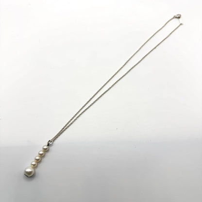 Tiffany & Co Five Pearl Sterling Silver 925 Necklace Pendant L 40cm 15.7in