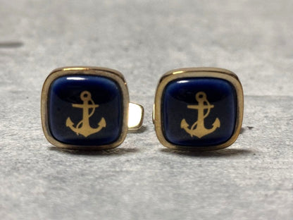 Georg Jensen Anchor Cufflinks Tie Clip Set Sterling Silver 925 Blue Denmark Men