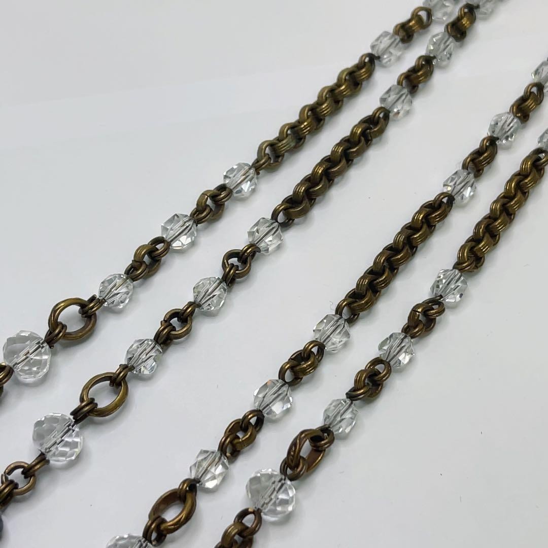 Vintage Stephen Dweck Bronze Pearl Crystal Long Toggle Necklace Used Japan