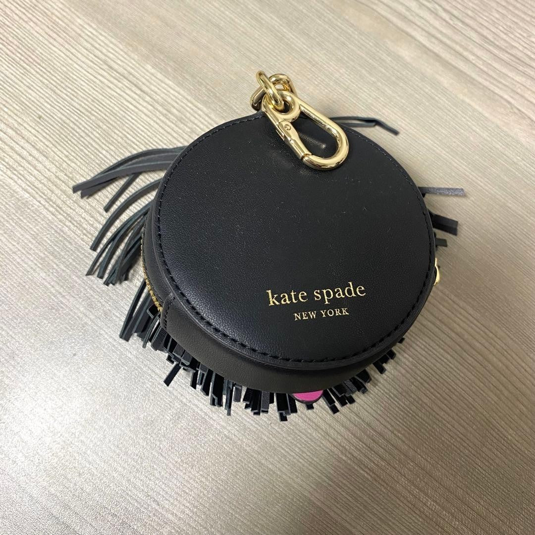 Kate Spade New York Shaggy 3D Dog Coin Purse Black Leather Gold Hardware Limited