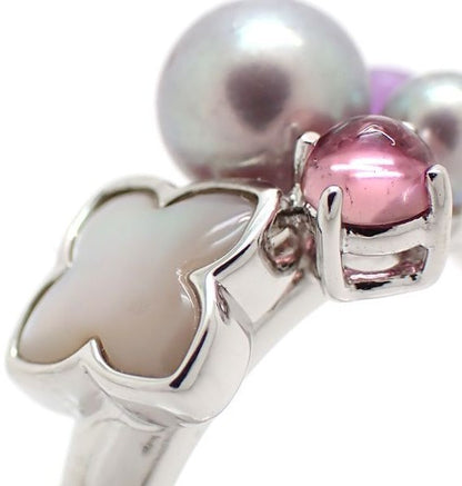 TASAKI Pearl Multi Stone Ring K18WG White Gold Amethyst Pink Tourmaline US5 EU50