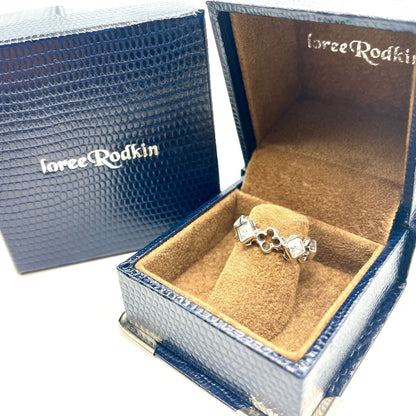 Loree Rodkin Large Dia Shaped Quart Foil Silver Ring Zirconia 925 Size 4 No Box