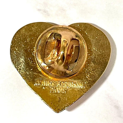 Christian Lacroix Auth Vintage Gold Heart Logo Pin Brooch 2x2.3 cm 0.8x0.9" Used