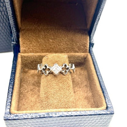 Loree Rodkin Large Dia Shaped Quart Foil Silver Ring Zirconia 925 Size 4 No Box