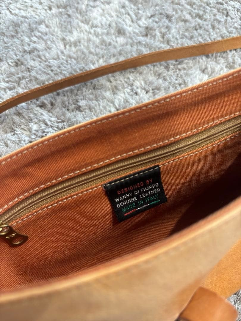 IL BISONTE Concho Button 2way Leather Shoulder Bag Used Camel Color Italy