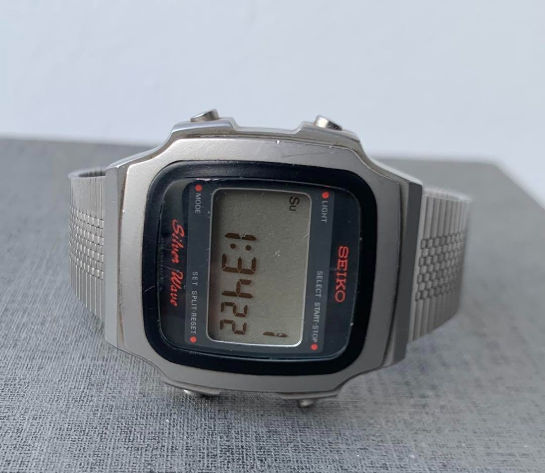 Vintage Seiko Silver wave A914-5A50 Stainless Steel Quartz Watch Rare Authentic