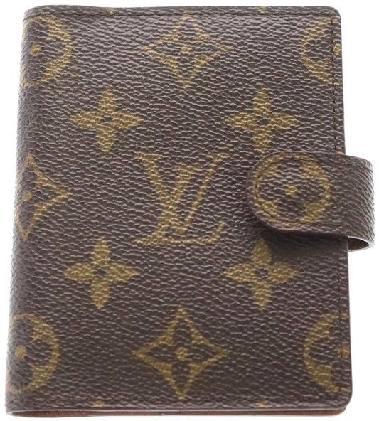 Louis Vuitton Monogram Agenda Mini Notebook Cover R20007 Brown PVC Leather Used