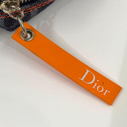 Christian Dior Pouch Trotter Navy Denim Orange Authentic CM1006 Used