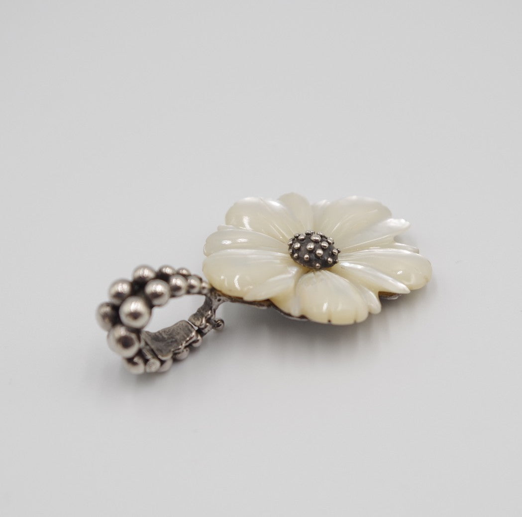 Stephen Dweck Mother of Pearl Sterling Silver 925 Flower Pendant Top Charm
