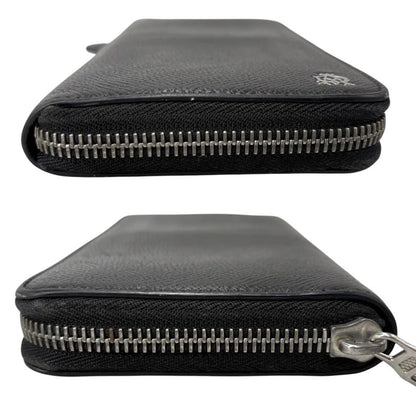 Dunhill Auth Cadogan Black Leather Round Zip Long Wallet 19x10 cm 7.5x3.9" Used