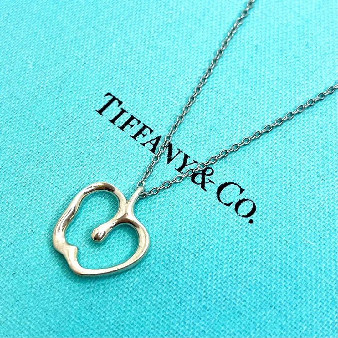 TIFFANY & CO. Apple Pendant Top Necklace Silver 925 Sterling Used　