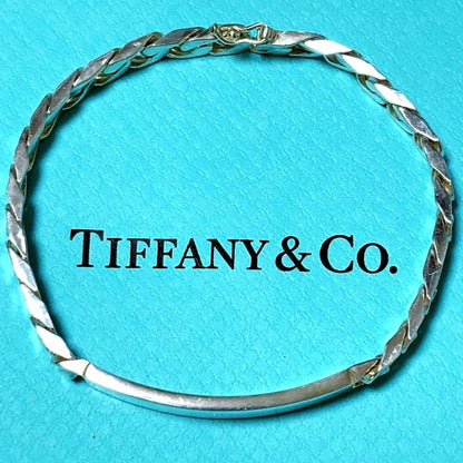 Authentic Tiffany & Co Sterling Silver 925 Curb Chain ID Bracelet L 18.6cm 7.3in
