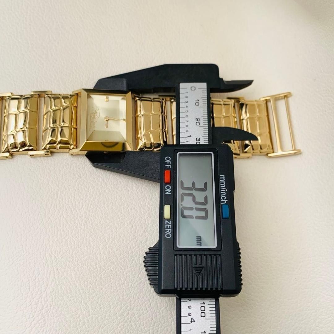 Roberto Cavalli Snake Analog Square Watch Gold Plated Crocodile Embossed Band