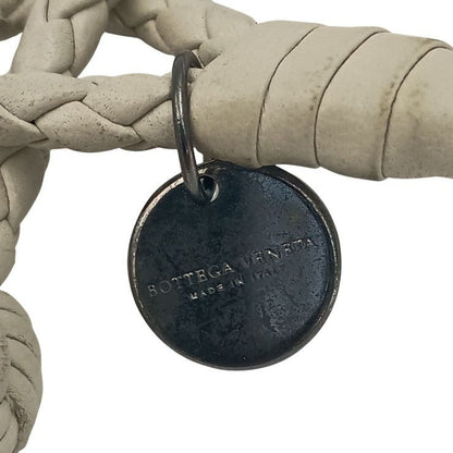 Bottega Veneta Auth Intrecciato Bracelet Ivory Leather Silver 925 21cm 8.3" Used