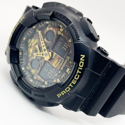 CASIO G-SHOCK GA-100CF Analog Digital Camouflage Watch Black Resin 51mm Mens