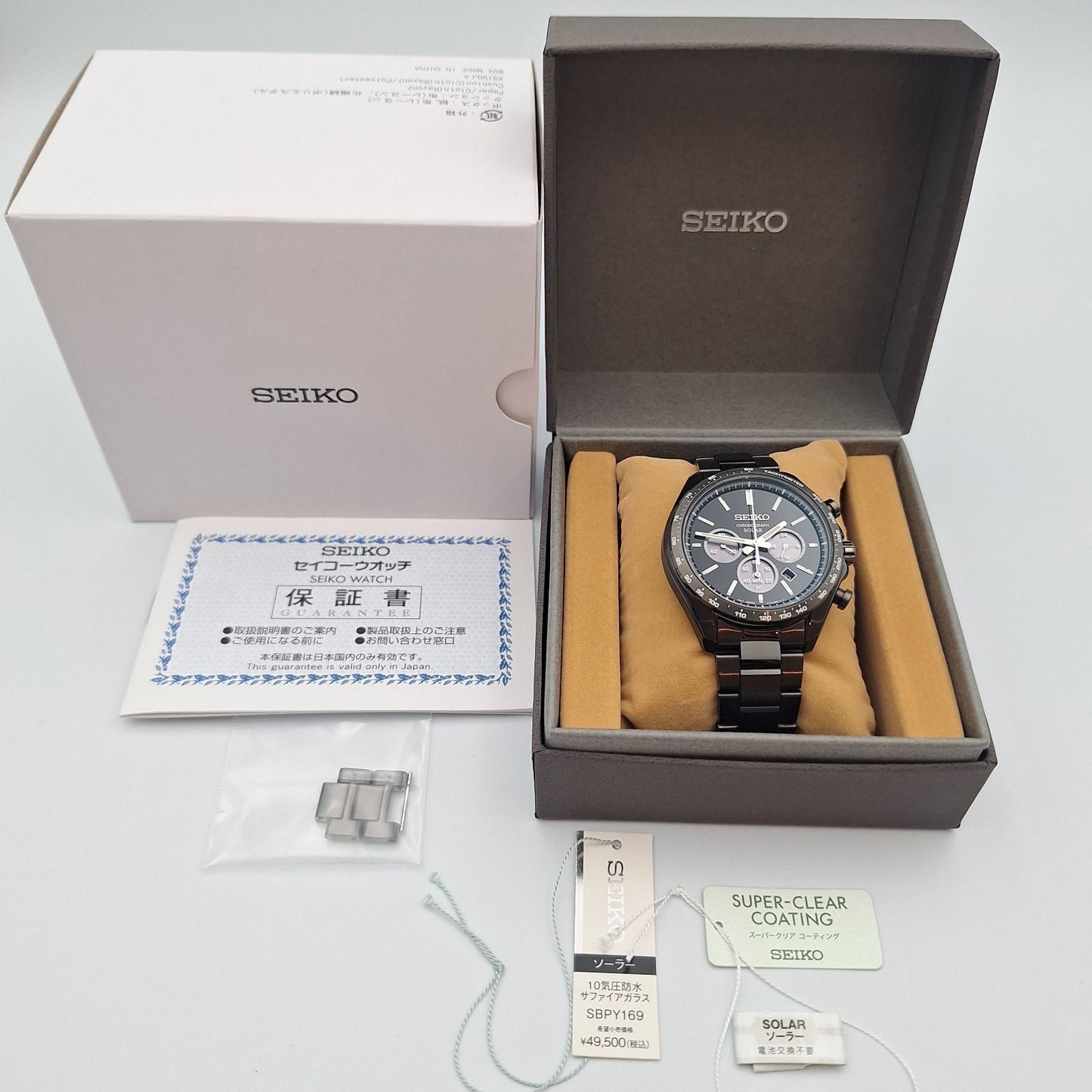 Seiko Selection Solar Chronograph SBPY169 Black Watch Tachymeter V175 Japan