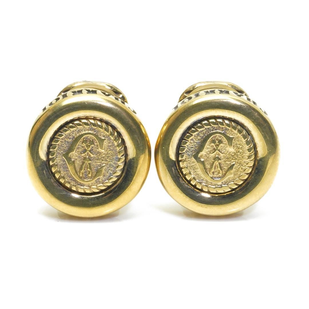 Philippe Charriol Auth Logo Round Gold Tone Earrings 1.5 cm 0.6" Diameter Used