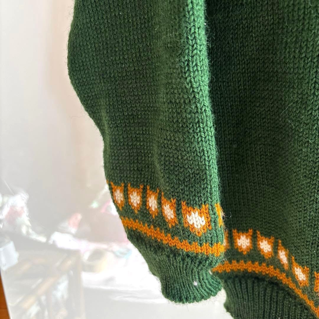 DALE of NORWAY Nordic Wool Sweater Men's M Green Crew Neck Knit Jumper Norway