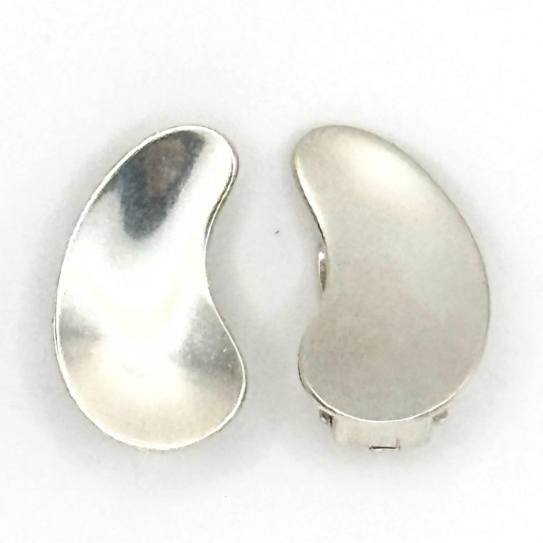 Georg Jensen # 123 Sterling Silver 925 Drop Clip On Earrings Denmark 20.7x12.2mm