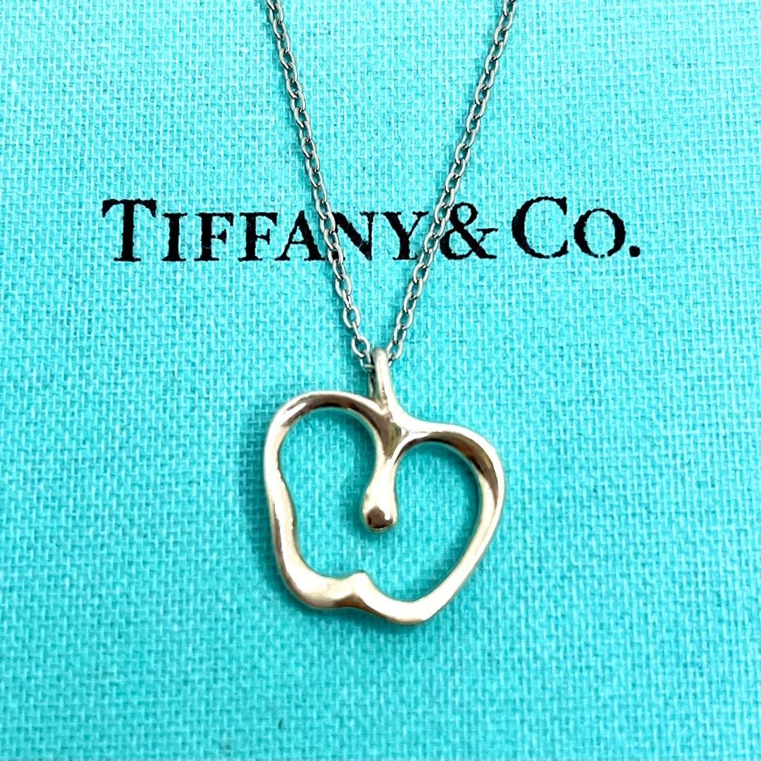 TIFFANY & CO. Apple Pendant Top Necklace Silver 925 Sterling Used　