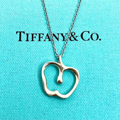 TIFFANY & CO. Apple Pendant Top Necklace Silver 925 Sterling Used　