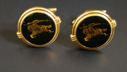 Burberrys Of London Burberry Authentic Vintage Cufflinks Used Gold Black Tone