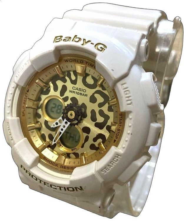 CASIO Baby-G BA-120LP Leopard Womens Watch White Gold Dial Working Analog
