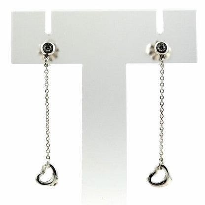 Near Mint Tiffany & Co Diamond By The Yard Open Heart Earrings Elsa Peretti