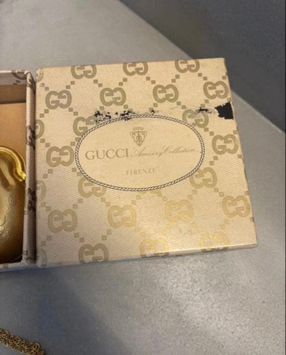Gucci Auth Vintage GG Monogram Gold Shell Mini Minaudiere Bag 10x8 cm 3.9x3.1"