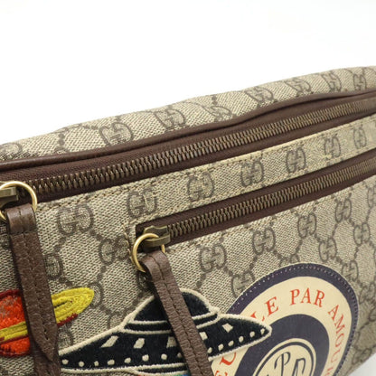 Gucci Auth GG Supreme Courier Belt Bag Khaki Beige Multicolor Applique Used