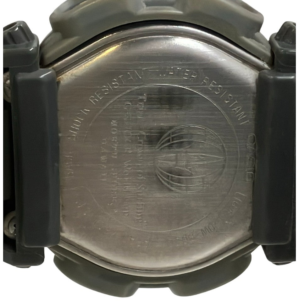 CASIO G-SHOCK GW-9000 Quartz Mens Watch Silver Resin Case Green Nylon Band Used