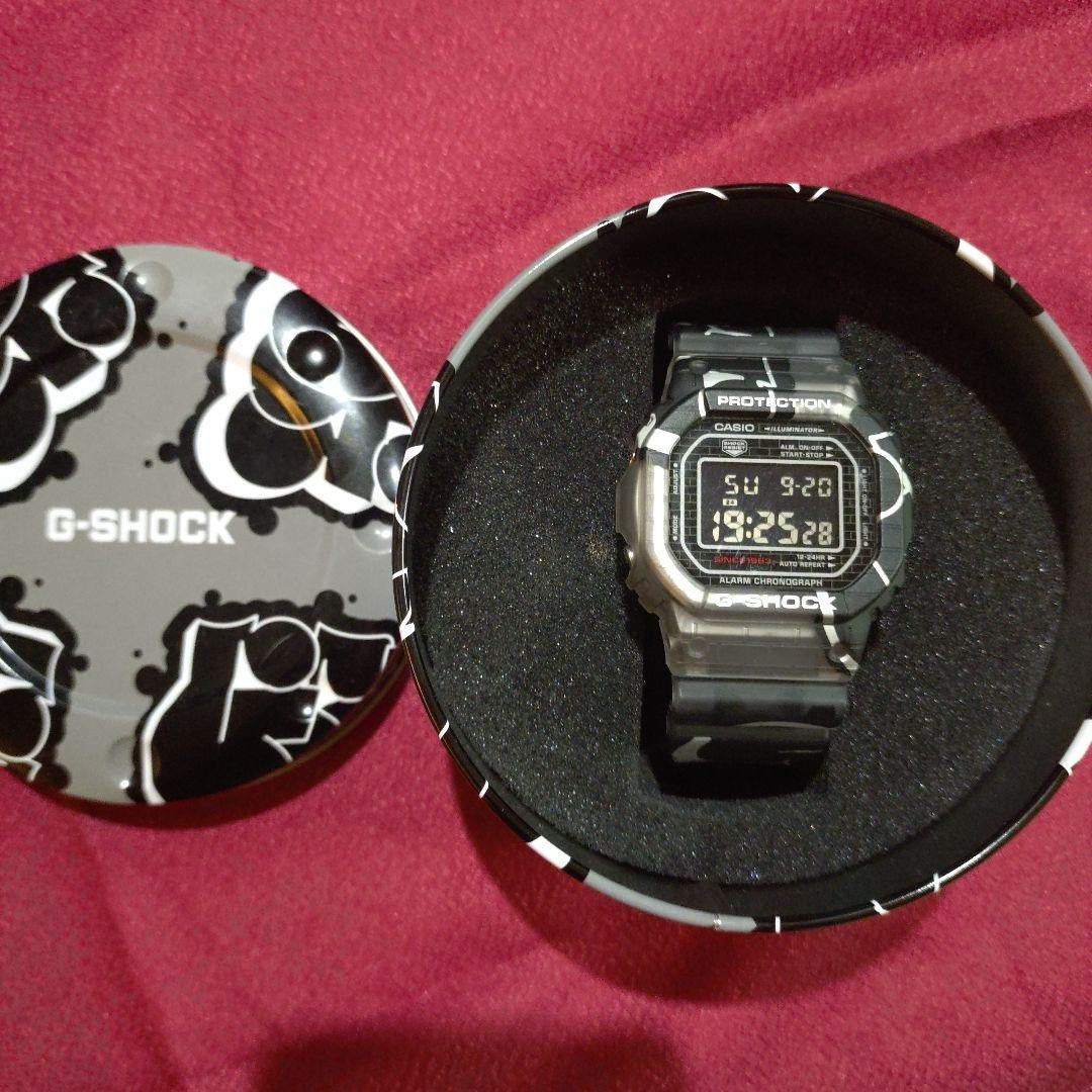 CASIO G-SHOCK DW-5000SS Digital Watch Brick Pattern Clear Black Resin Tin Case