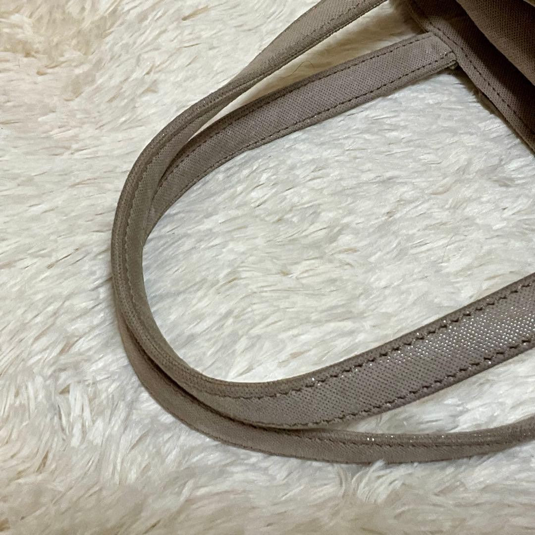 Rare LOEWE Brown Embossed Leather Canvas Greige Handbag Mini Pouch Used