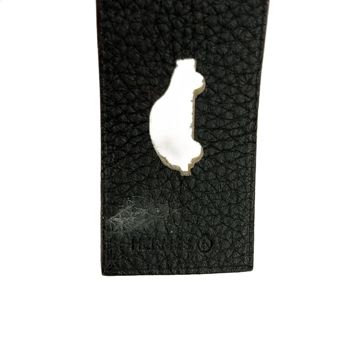 HERMES Petit Ash Car Key Holder Charm Travel Tag Black Beige Clemence Leather