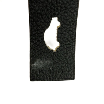 HERMES Petit Ash Car Key Holder Charm Travel Tag Black Beige Clemence Leather