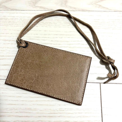 BALENCIAGA Mirror Bag Charm Leather Light Brown Strap 13cm Authentic Accessory