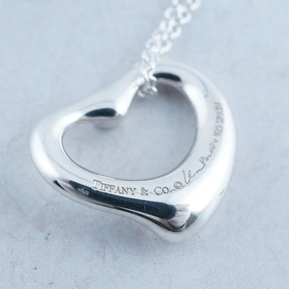 Excellent Tiffany & Co Aquamarine Silver 925 Open Heart Necklace Elsa Peretti