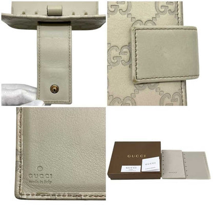 GUCCI Shima Line Agenda Cover 6-Ring System Notebook Beige White Leather Italy