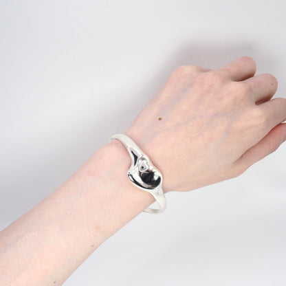 Tiffany & Co Sterling Silver 925  Full Heart Cuff Bracelet Elsa Peretti 6.7in