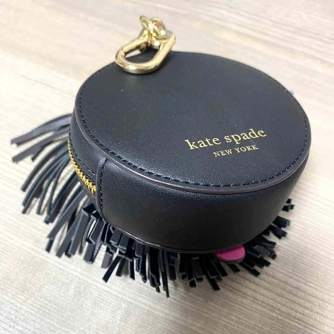 Kate Spade New York Shaggy 3D Dog Coin Purse Black Leather Gold Hardware Limited