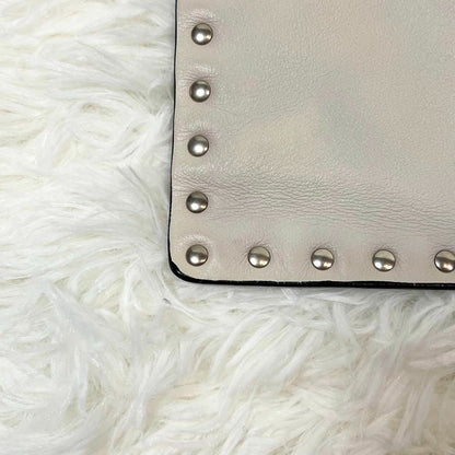 VALENTINO Garavani Rock Stud Black White Leather Clutch Hand Bag Excellent