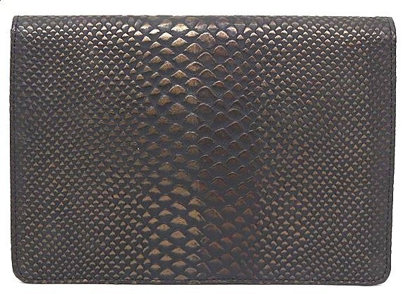 YSL Yves Saint Laurent Clutch Bag Black Exotic Leather Vintage Auth 5.7x8.1"