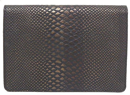 YSL Yves Saint Laurent Clutch Bag Black Exotic Leather Vintage Auth 5.7x8.1"