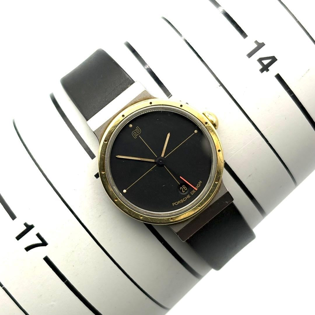 Porsche Design IWC 4530 Quartz Analog Date Watch Women Red Hand Titanium