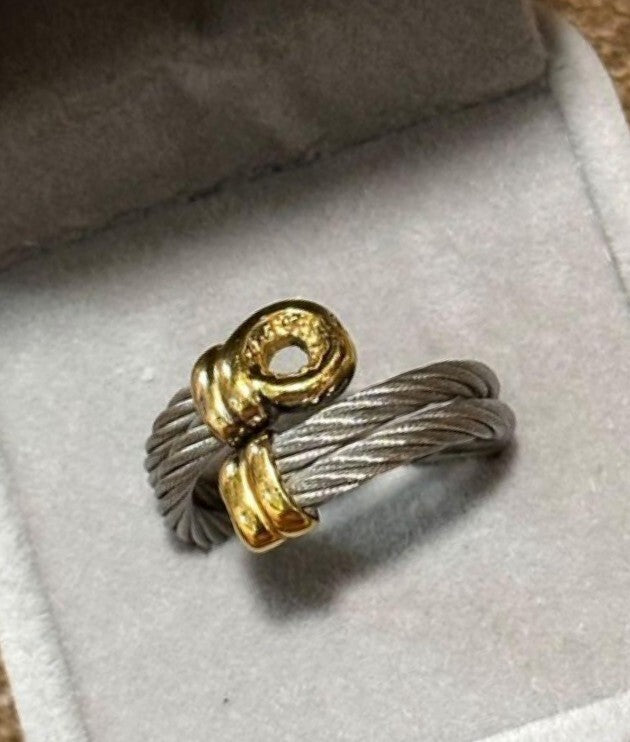 Rare Philippe Charriol Cable Design Ring Gold Silver Size 61 US 9.5 Used Japan