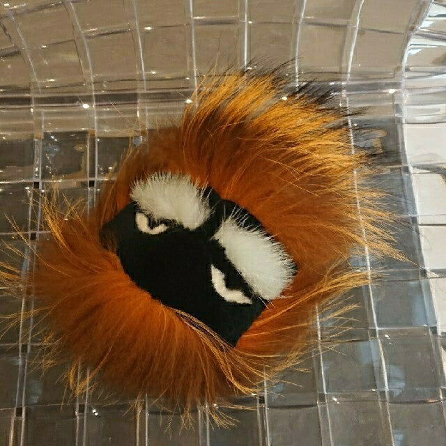 FENDI Monster Bugs Fur Charm Key Chain Key Ring Gold/Naby Blue/Green Used Mint
