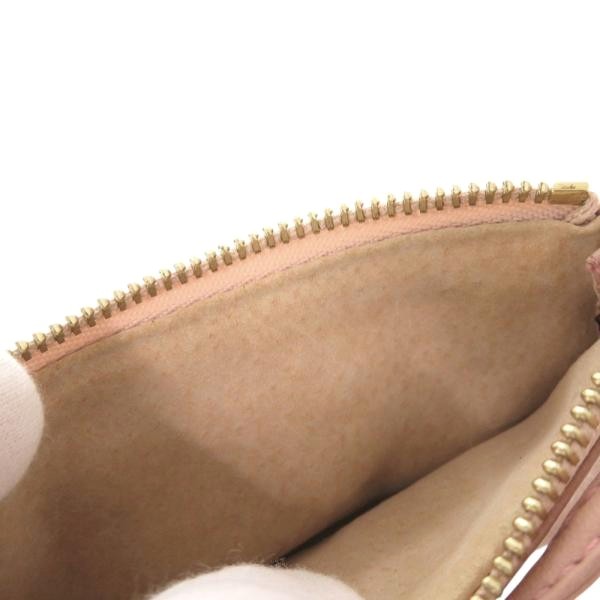 LOEWE Anagram Coin Purse Case Pink Leather Gold Hardware Wristlet Zip Pouch