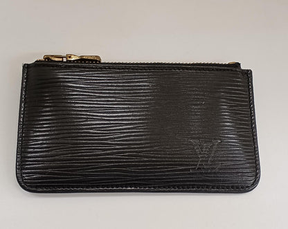 Louis Vuitton Epi Leather Key Pouch Coin Case Black Gold HW Authentic France