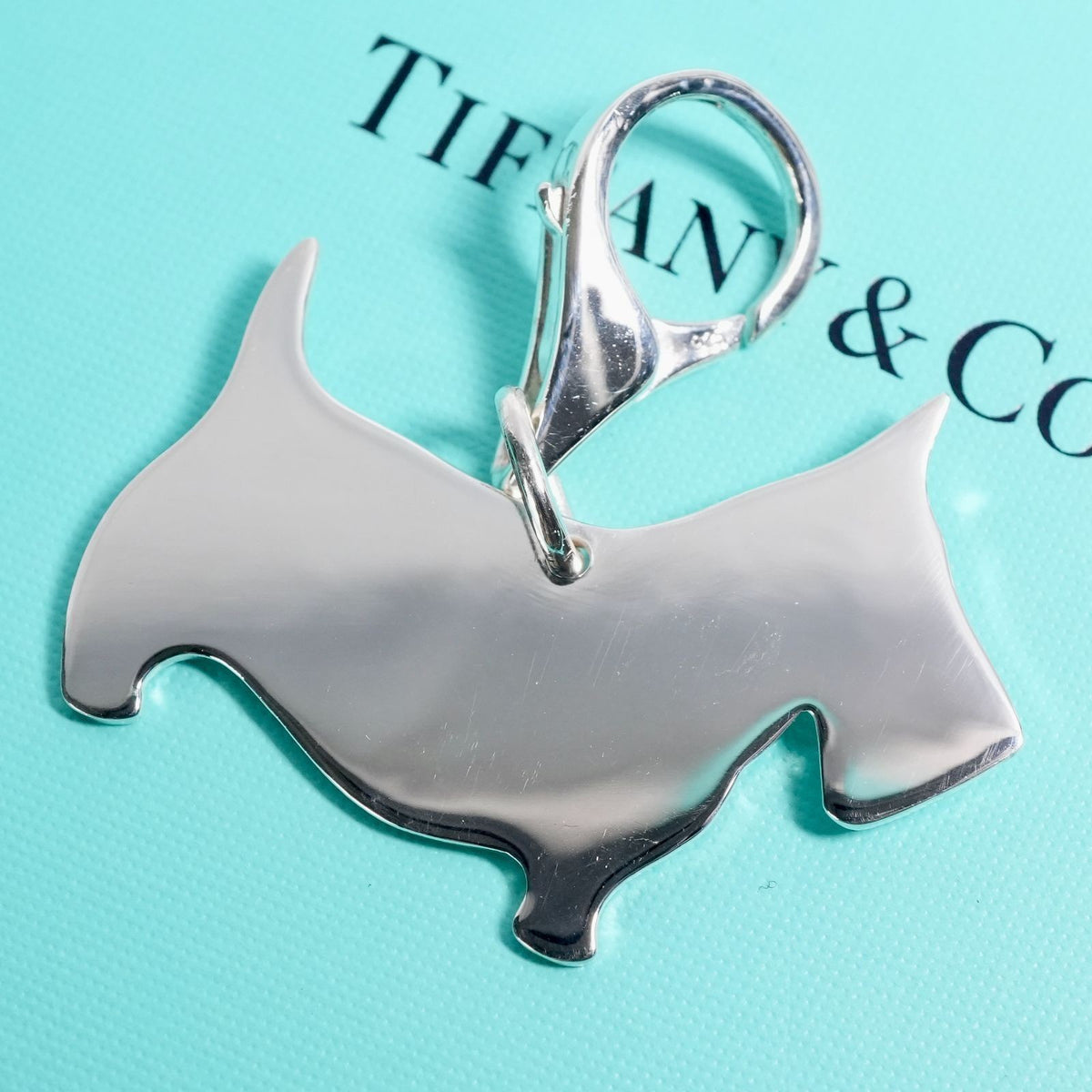 Tiffany & Co Sterling Silver 925 Terrier Dog Key Ring Keychain Charm